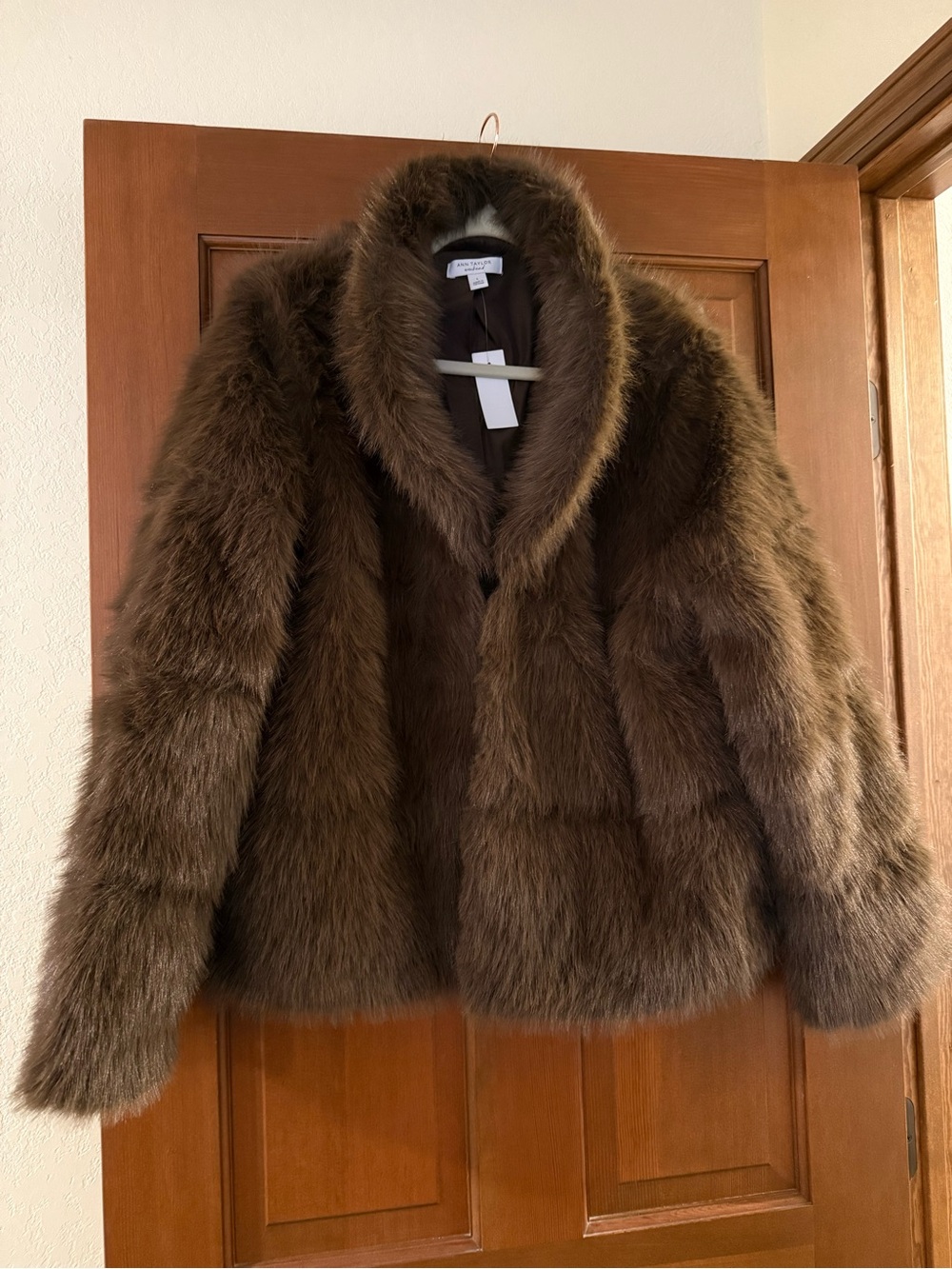 Ann Taylor Brown Faux Fur  Jacket